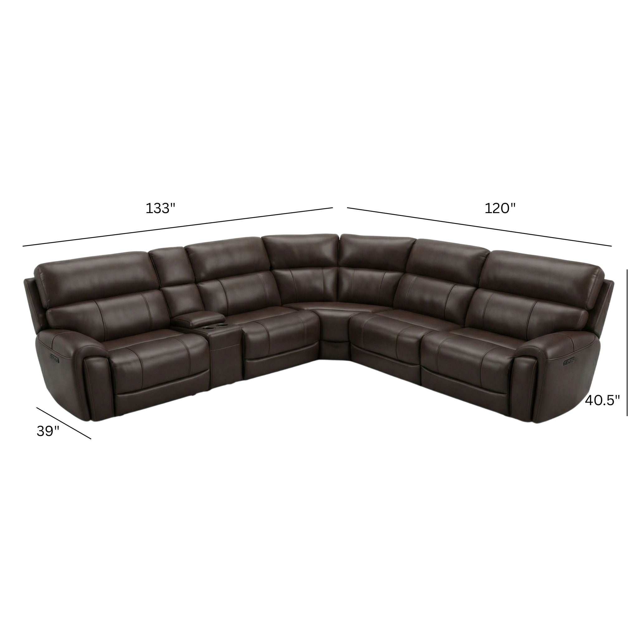 Brazil - Power Sectional With Adjustable Headrest &amp; Footrest - Dark Brown