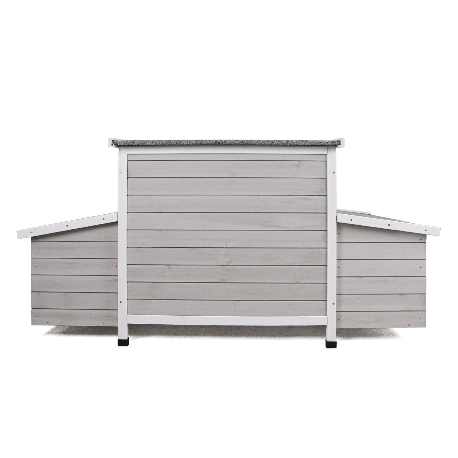 Large Chicken Coop Outdoor Hen House With 2 Sides Nesting Boxes - Gray / White Matte
