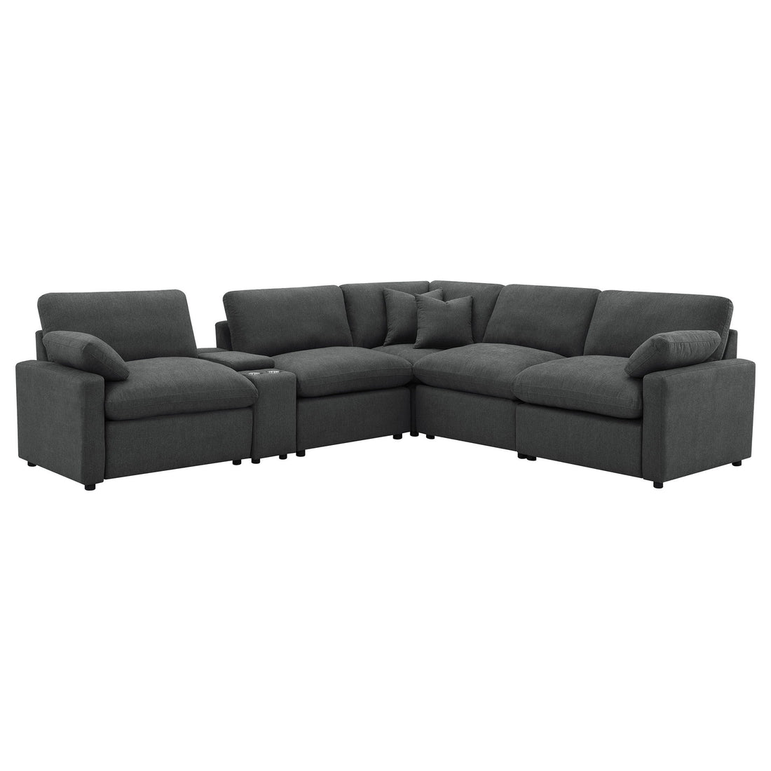 Hollander - 6 Piece Modular Power Reclining Sectional - Dark Gray