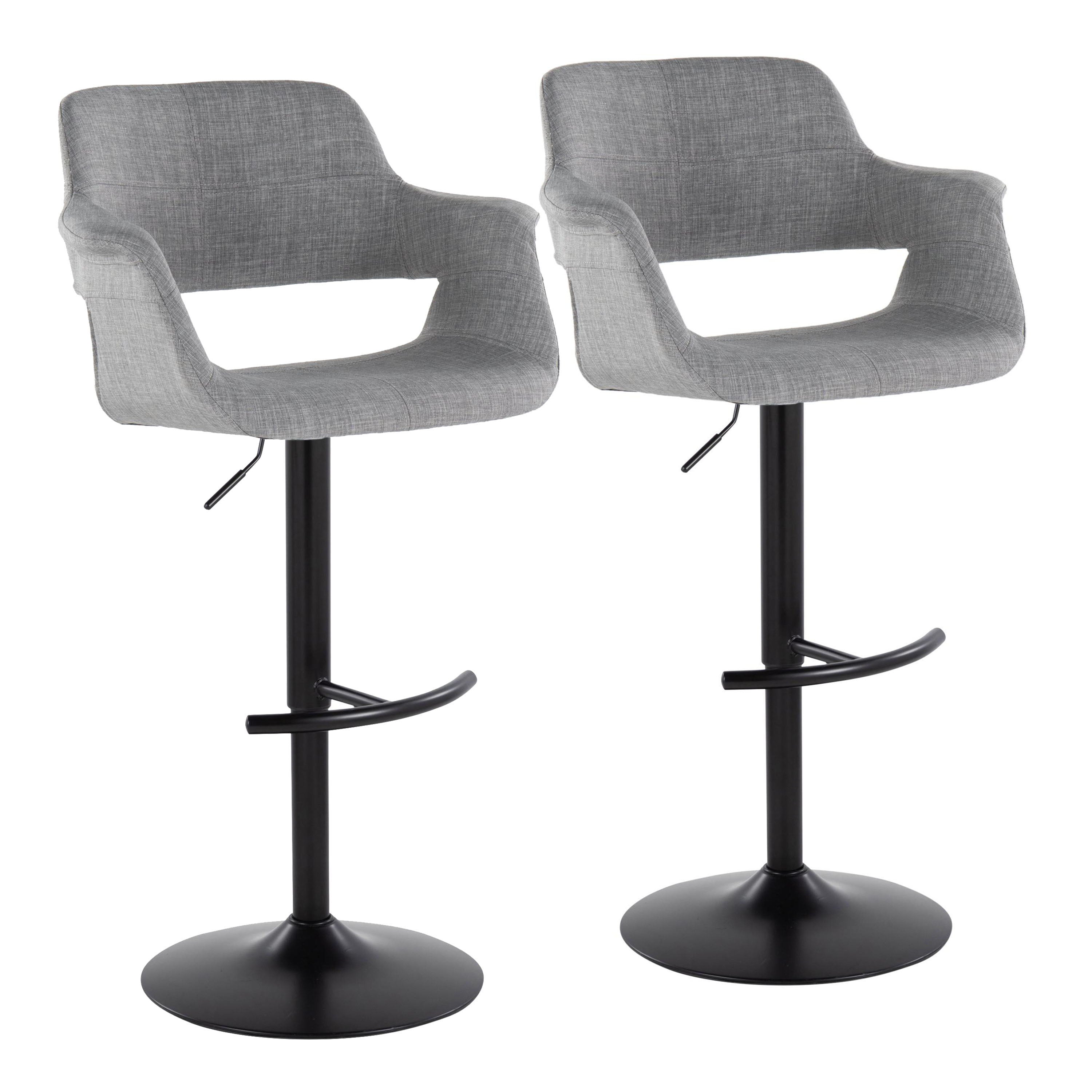 Vintage Flair - Mid Century Modern Adjustable Barstool With Swivel &amp; Rounded T Footrest (Set of 2)