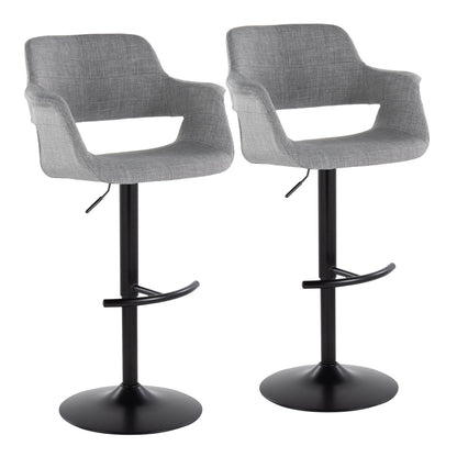 Vintage Flair - Mid Century Modern Adjustable Barstool With Swivel &amp; Rounded T Footrest (Set of 2)