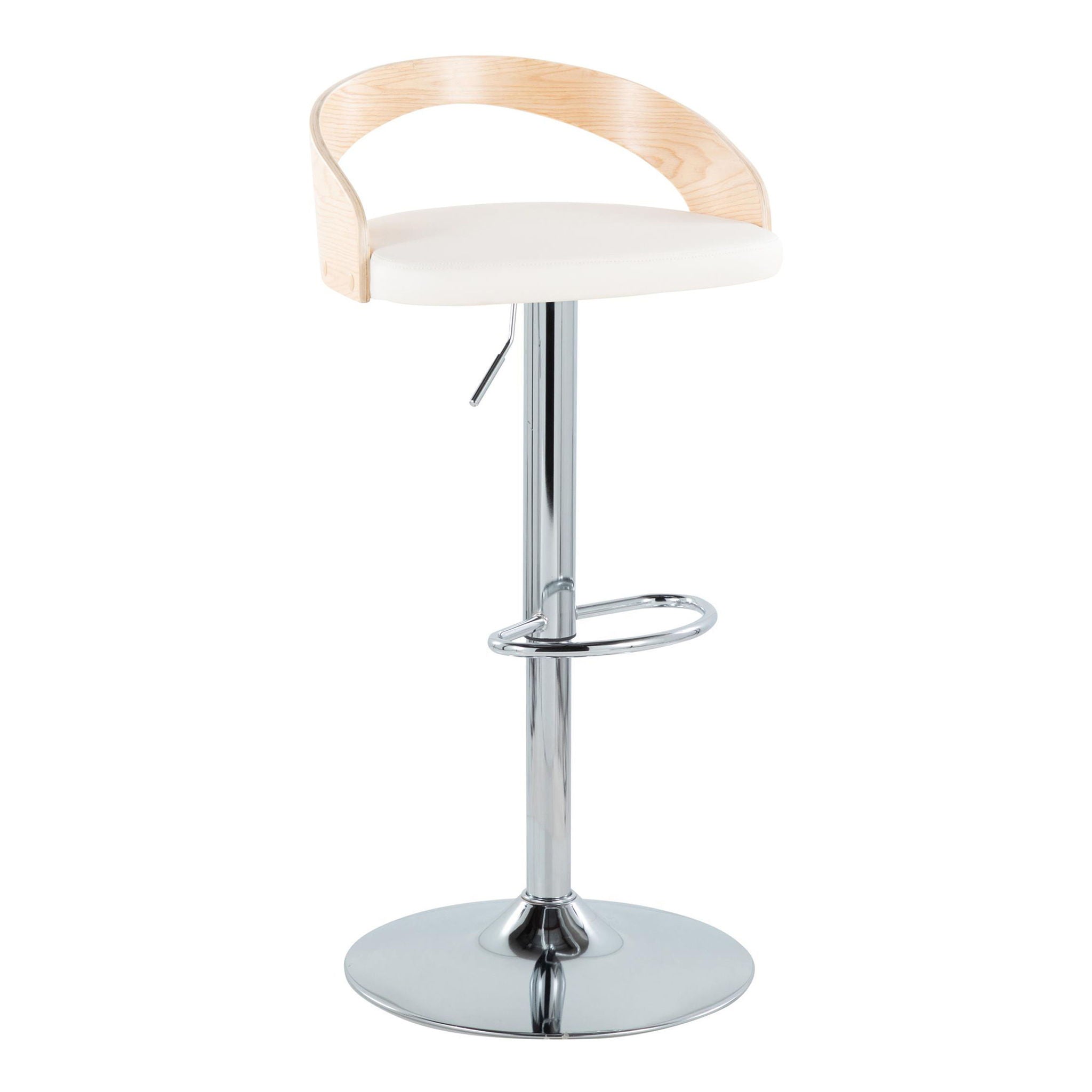 Grotto - Mid Century Modern Adjustable Height Barstool &amp; Swivel With Oval Footrest (Set of 2)
