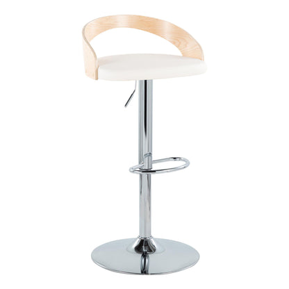 Grotto - Mid Century Modern Adjustable Height Barstool &amp; Swivel With Oval Footrest (Set of 2)
