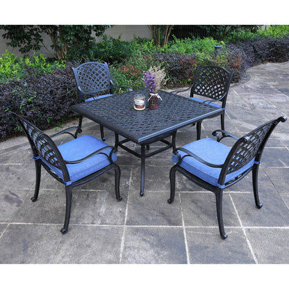 Square 4 Person 43.19&quot; Long Aluminum Dining Set With Cushions