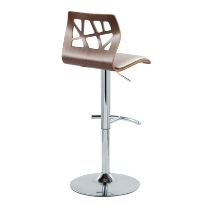 Folia - Mid Century Modern Adjustable Barstool &amp; Swivel With Rounded T Footrest (Set of 2)