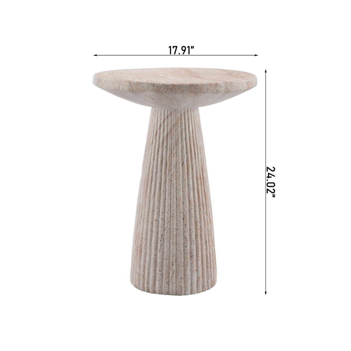 Fluted Pedestal Round Coffee Table - Beige / Yellow
