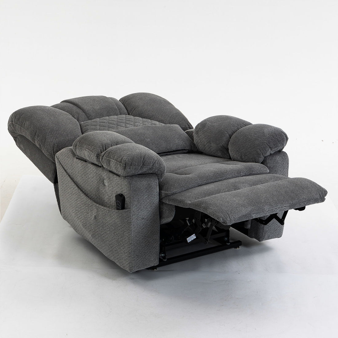 Ultra Wide Electric Lounge Chair With Hot Massage Heating And Auxiliary Standing Function, For Living Room - Gray