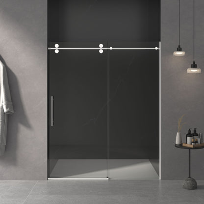 Frameless Shower Door, Sliding Shower Door, With Premium Thick Tempered Glass Shower Enclosure, Double Side Easy Clean Coat, Finished With Buffer - Chrome
