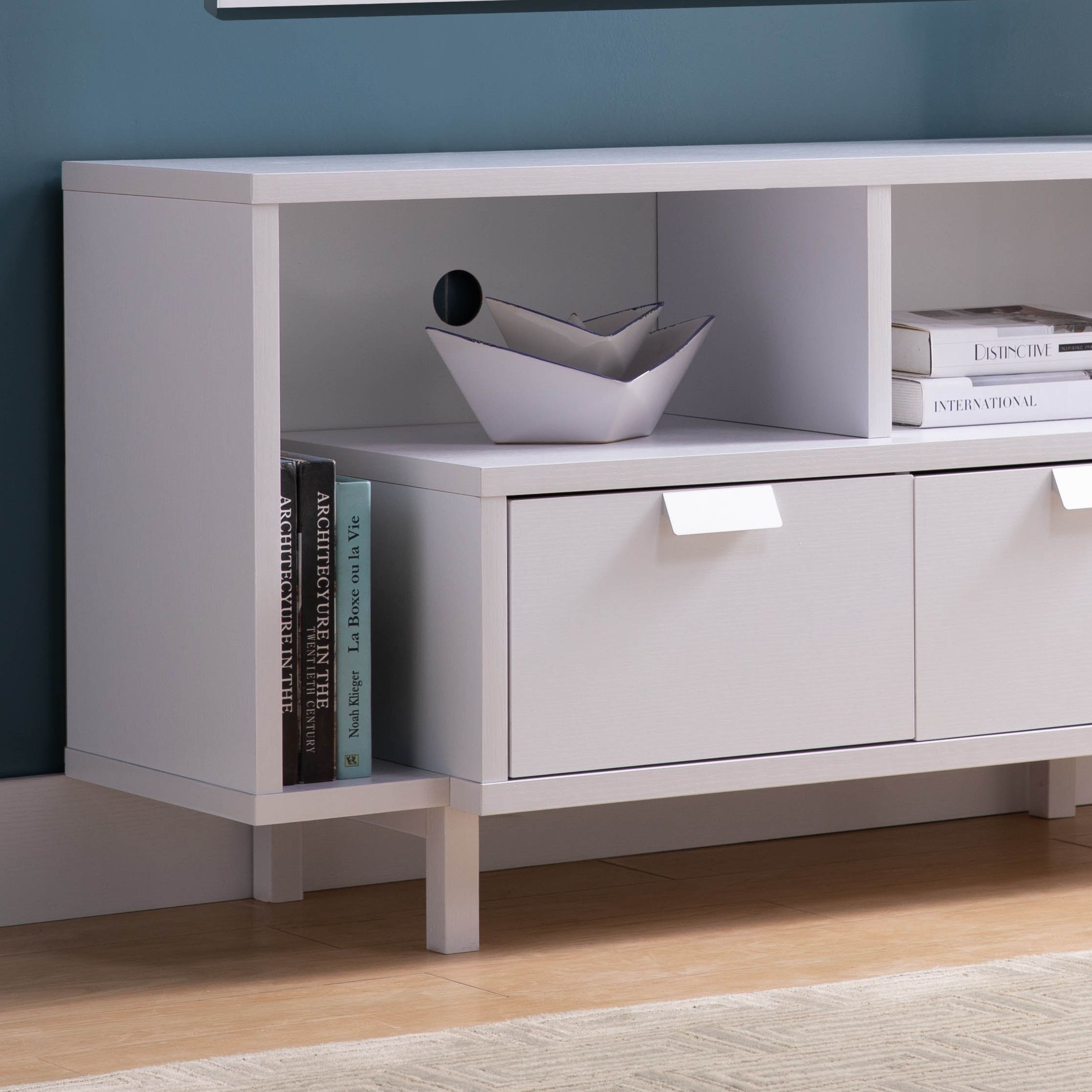 Modern TV Stand &amp; Two Shelves And Two Drawers