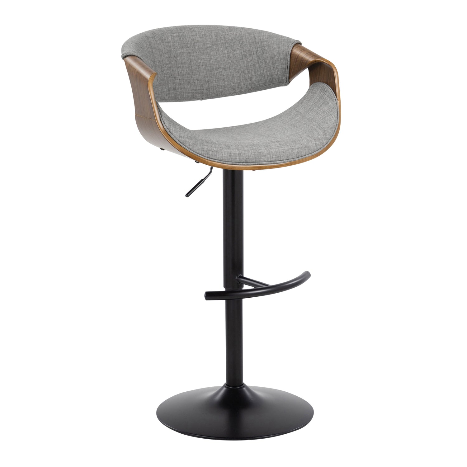 Curvo - Mid Century Modern Adjustable Barstool With Swivel &amp; Rounded T Footrest (Set of 2)