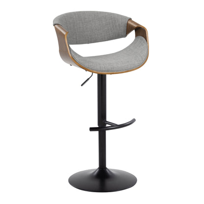 Curvo - Mid Century Modern Adjustable Barstool With Swivel &amp; Rounded T Footrest (Set of 2)