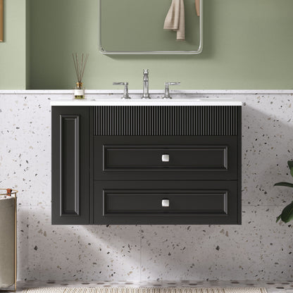 Wall Mounted Bathroom Vanity With 2 Drawers, Sink, Floating Storage Unit
