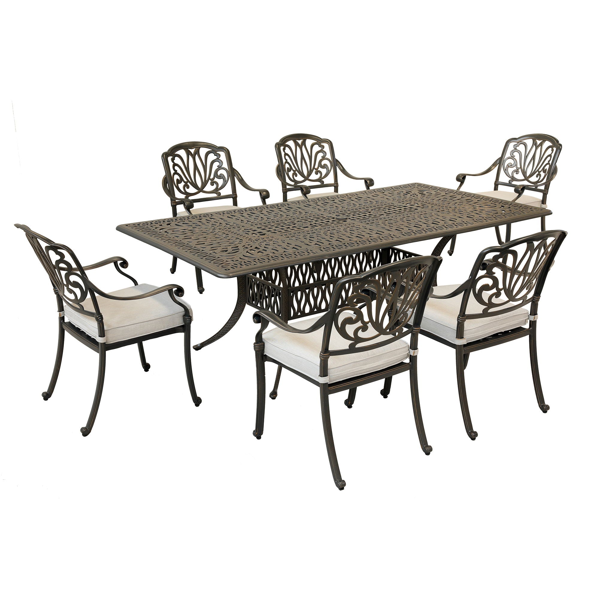 Rectangular Long Dining Set With Sunbrella Cushions