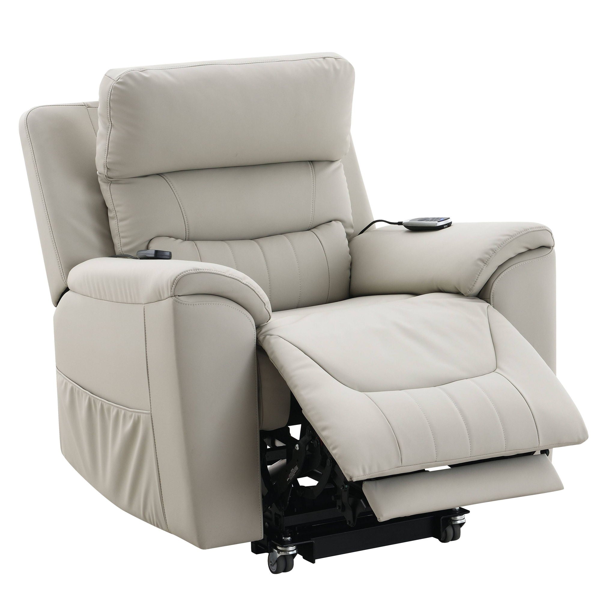 Marsha - Power Recliner With Lift &amp; Massage - Light Gray