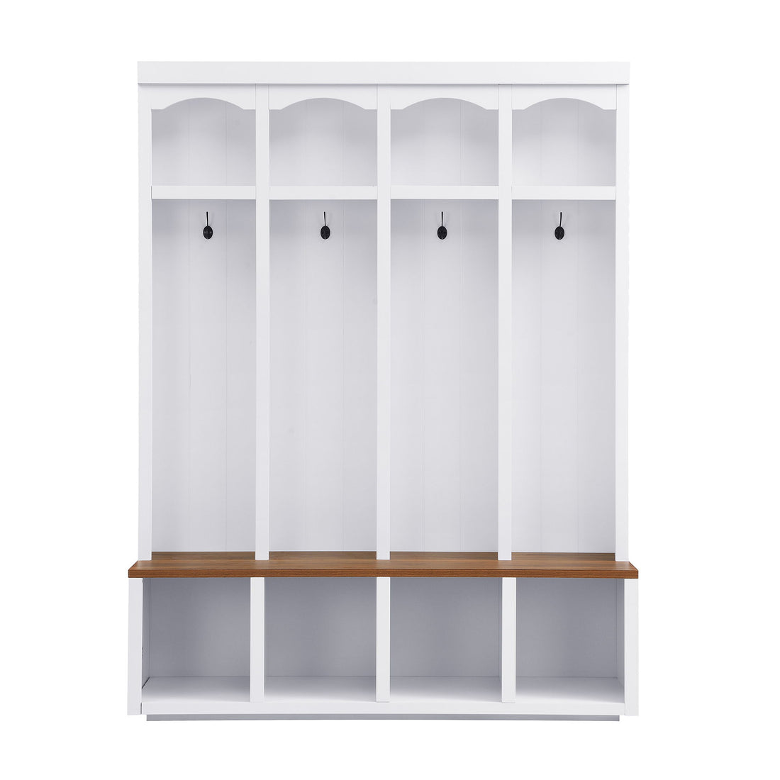 Entryway Hall Tree With Bench, 4 Hooks &amp; Open Storage Space