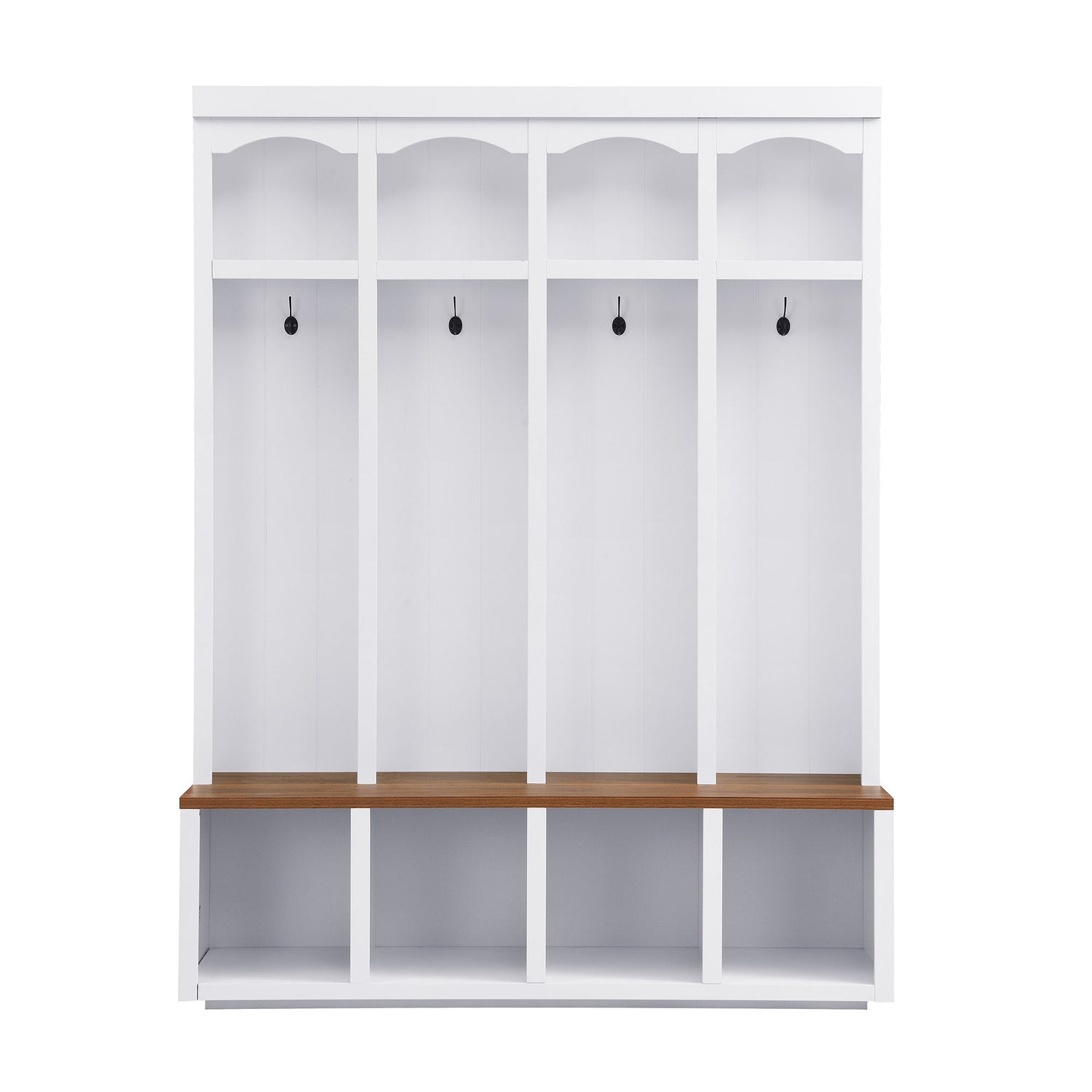 Entryway Hall Tree With Bench, 4 Hooks &amp; Open Storage Space