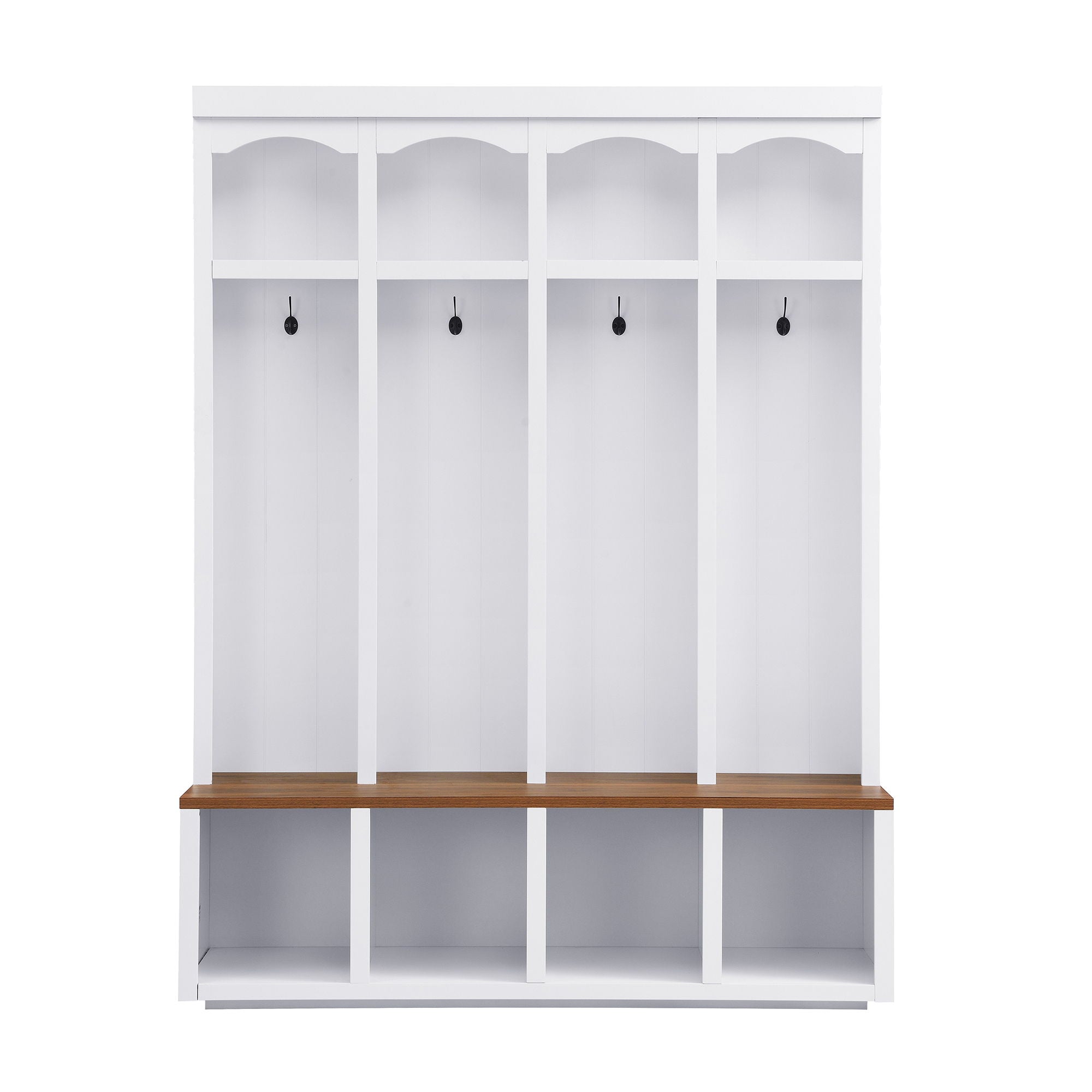 Entryway Hall Tree With Bench, 4 Hooks &amp; Open Storage Space