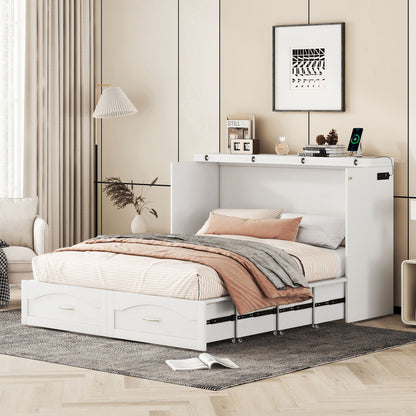 Murphy Bed With Drawer And A Set Of Sockets &amp; USB Ports, Pulley Structure Design