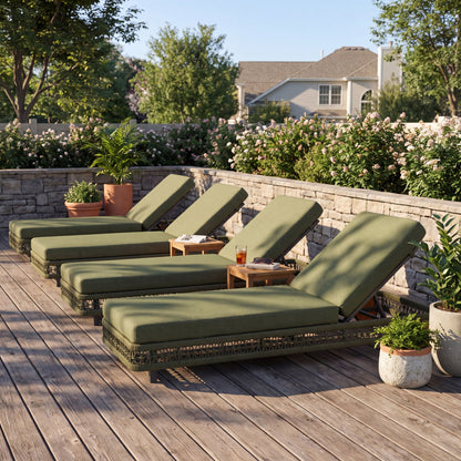 Outdoor Chaise Lounge &amp; Wheels, 5 Position Adjustable Backrest