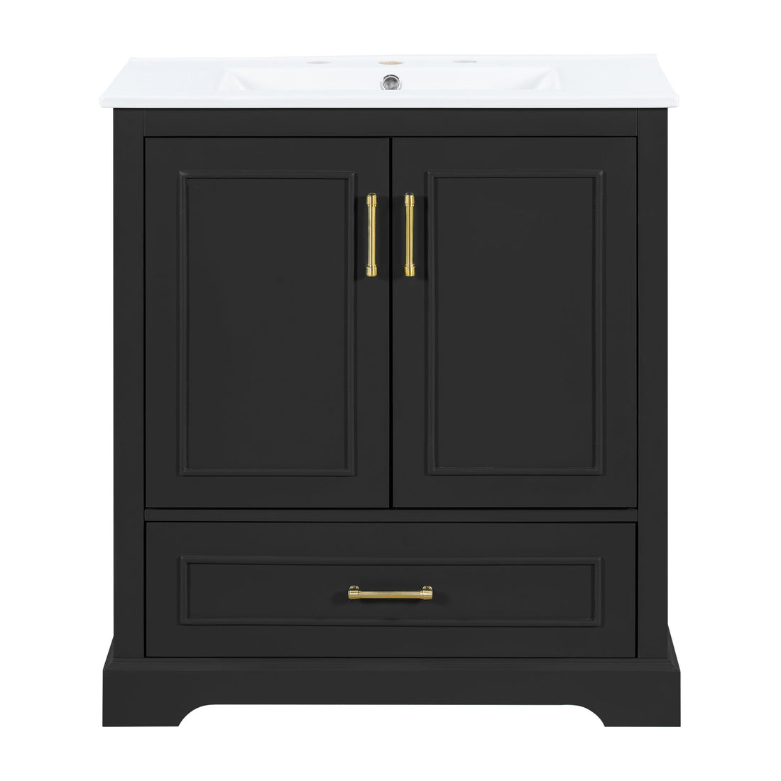Bathroom Vanity With Sink, 1 Divided Drawer And 2 Soft Close Doors With Double Shelf