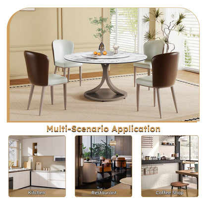 Modern Round Dining Table With 360° Rotating Lazy Susan Scratch &amp; Chairs