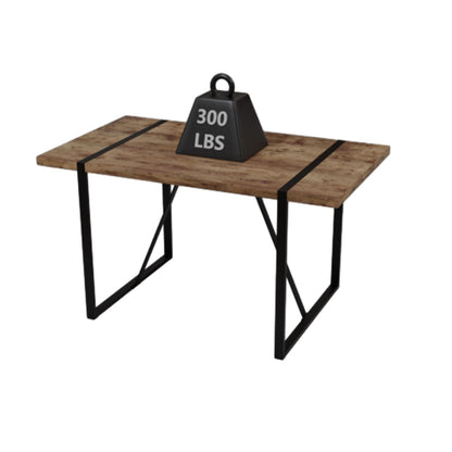 Modern Rural Industrial Dining Table, 55&quot; Rectangular Wood With Metal Legs, Seats 4 - 6 - Wood