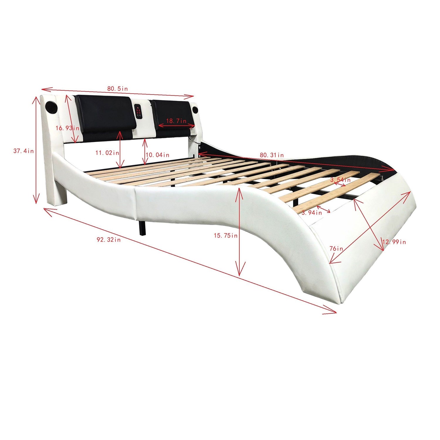 Platform Bed Frame With LED Lighting, tooth Music, Vibration Massage