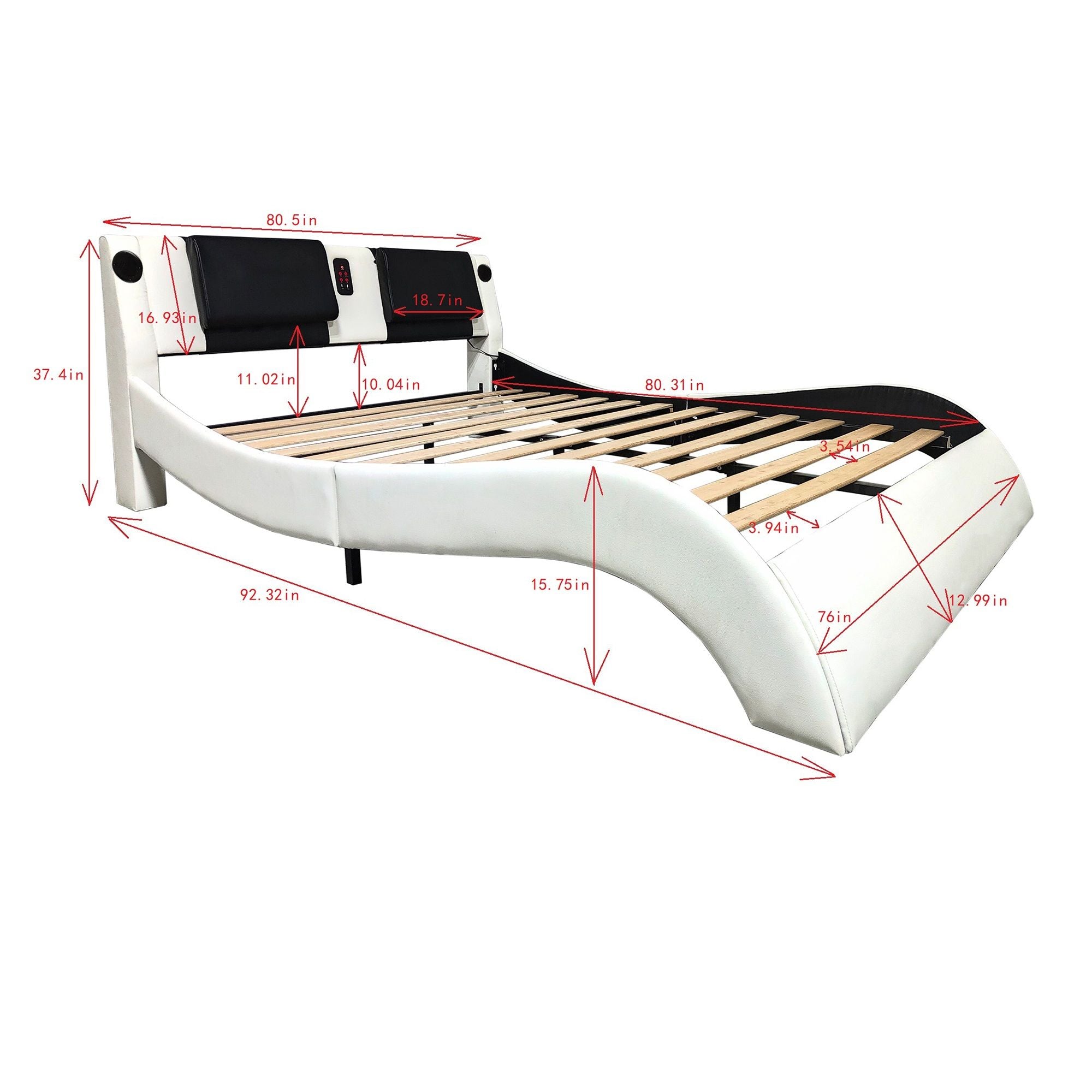 Platform Bed Frame With LED Lighting, tooth Music, Vibration Massage