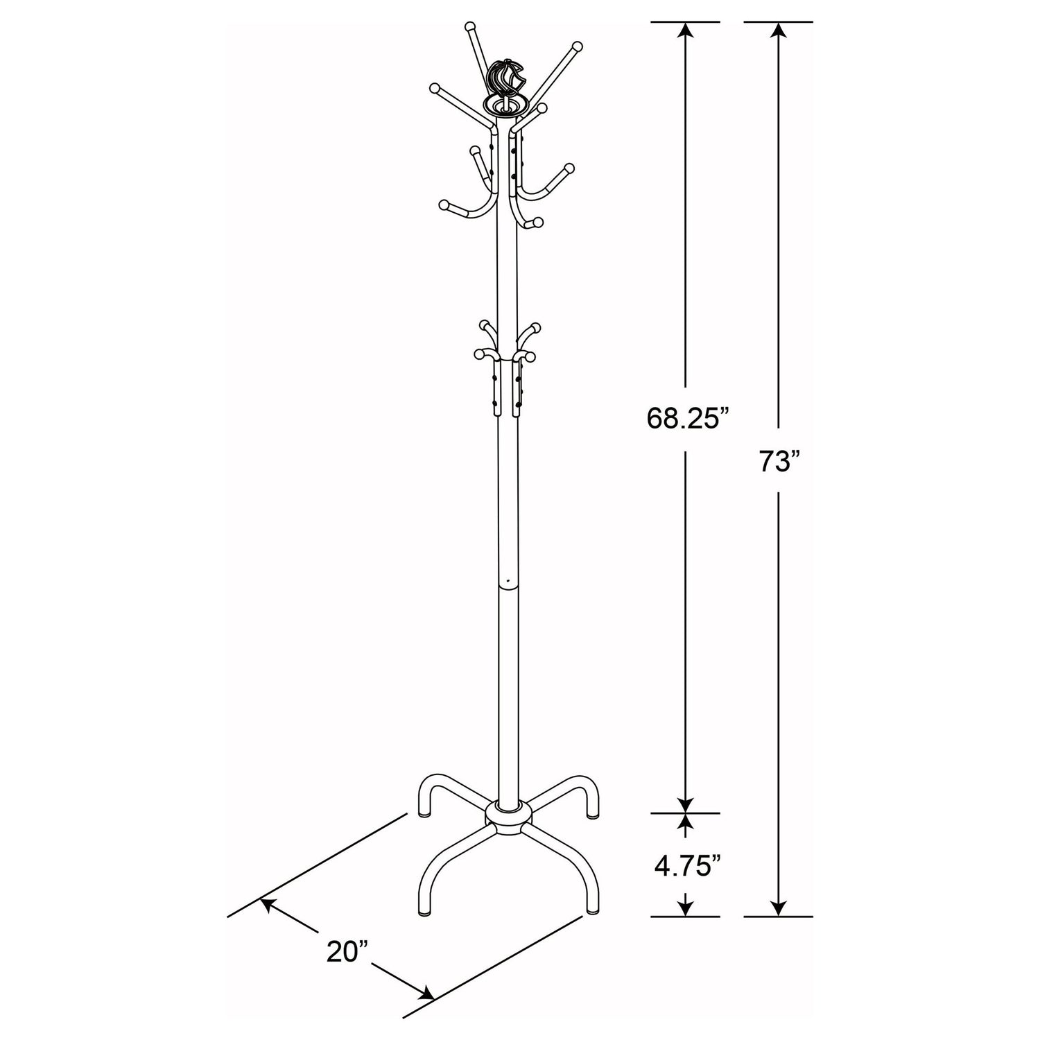 Coat Rack With 3 Tier Hooks For Entryway - Black