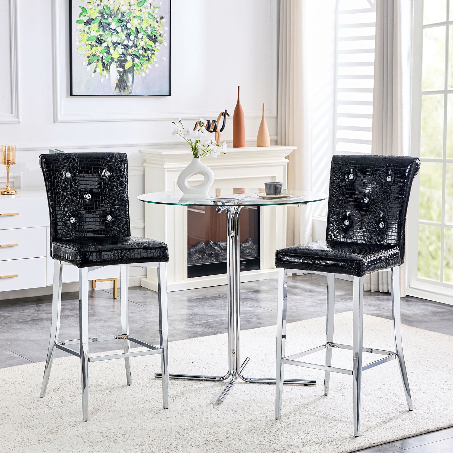 Bar Chairs &amp; Crystal Clasp Design (Set of 2)
