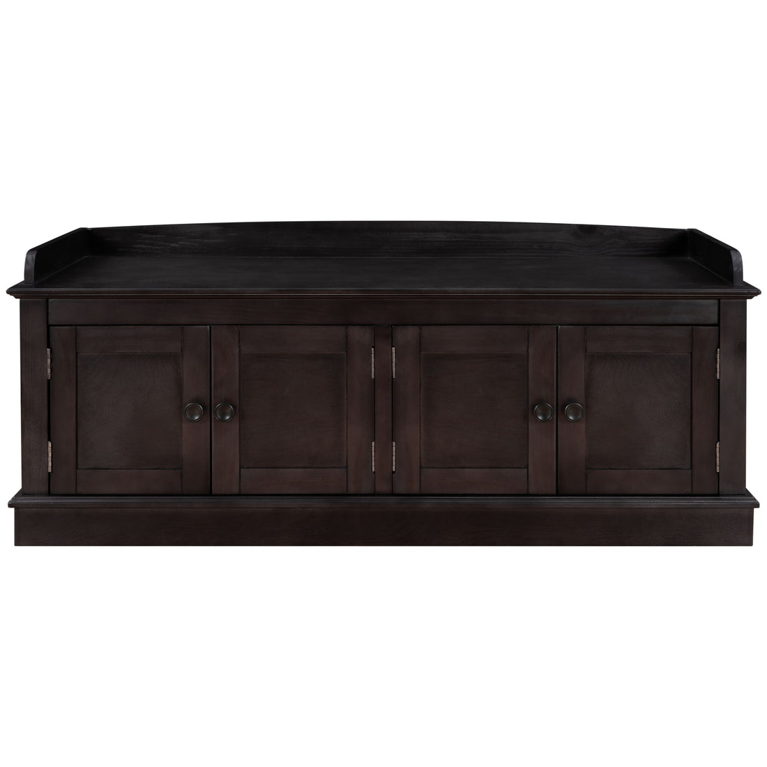 Storage Bench With 4 Doors And Adjustable Shelves, Shoe Bench With Removable Cushion For Living Room, Entryway