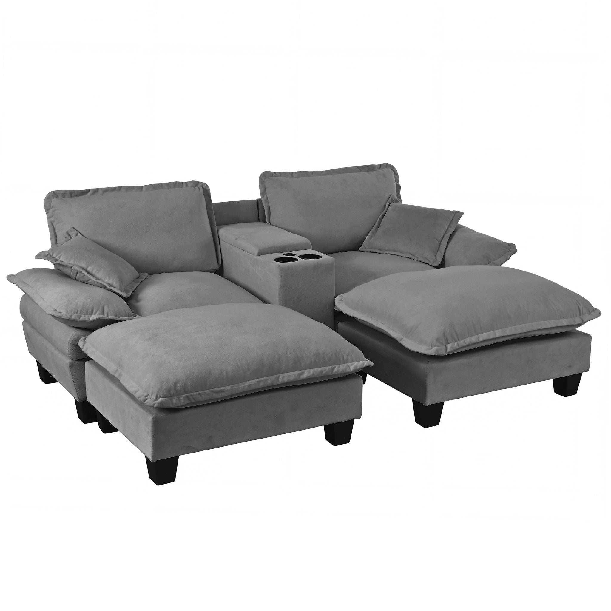 Modular Cloud Couch Sofa With Cup Holders &amp; Storage, USB Port