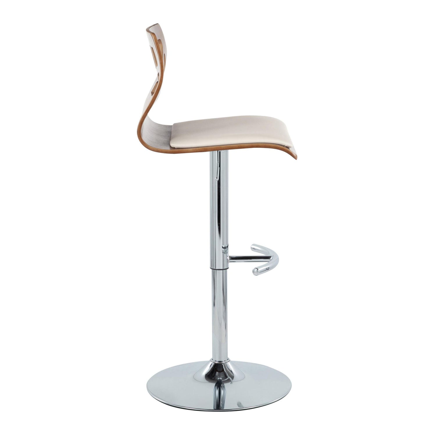 Folia - Mid Century Modern Adjustable Barstool &amp; Swivel With Rounded T Footrest (Set of 2)