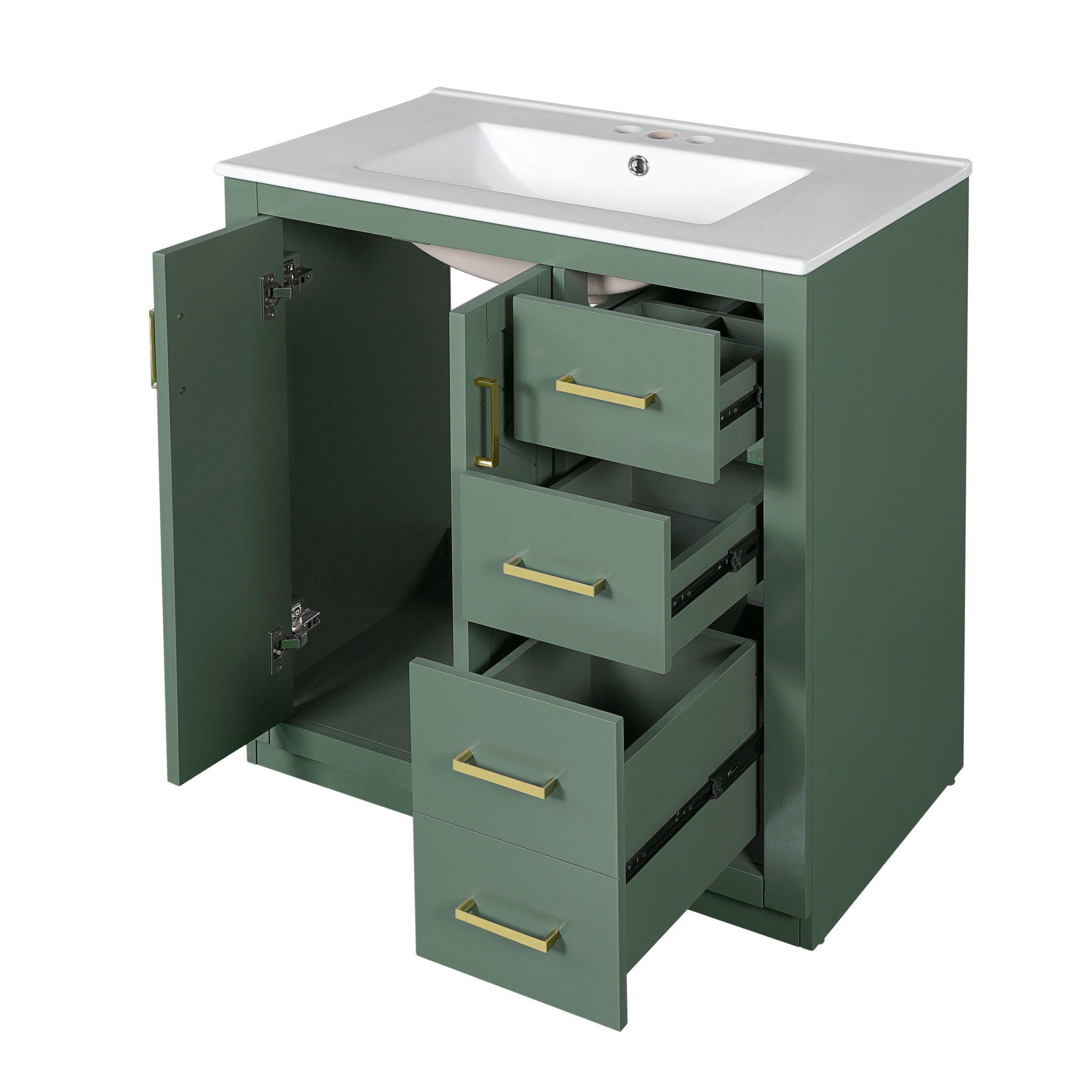 Bathroom Vanity With Sink, Storage Cabinet, Freestanding Set With 3 Drawers &amp; Soft Closing Doors