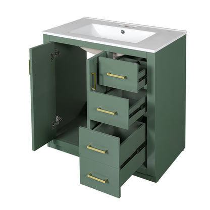 Bathroom Vanity With Sink, Storage Cabinet, Freestanding Set With 3 Drawers &amp; Soft Closing Doors