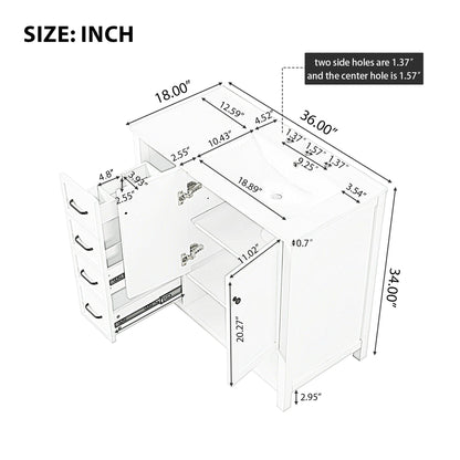 Modern Bathroom Vanity With Sink Top, 2 Doors And 2 Drawers