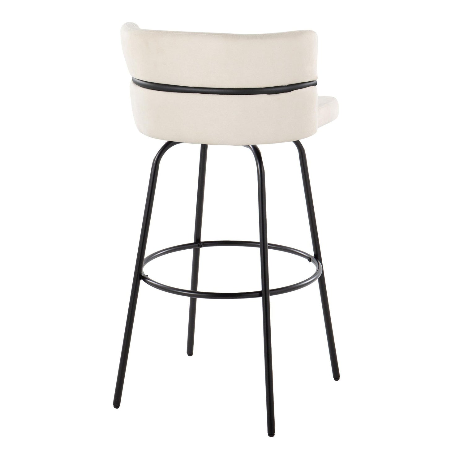 Cinch - Glam / Art Deco Fixed Height Barstool With Swivel &amp; Round Footrest (Set of 2)
