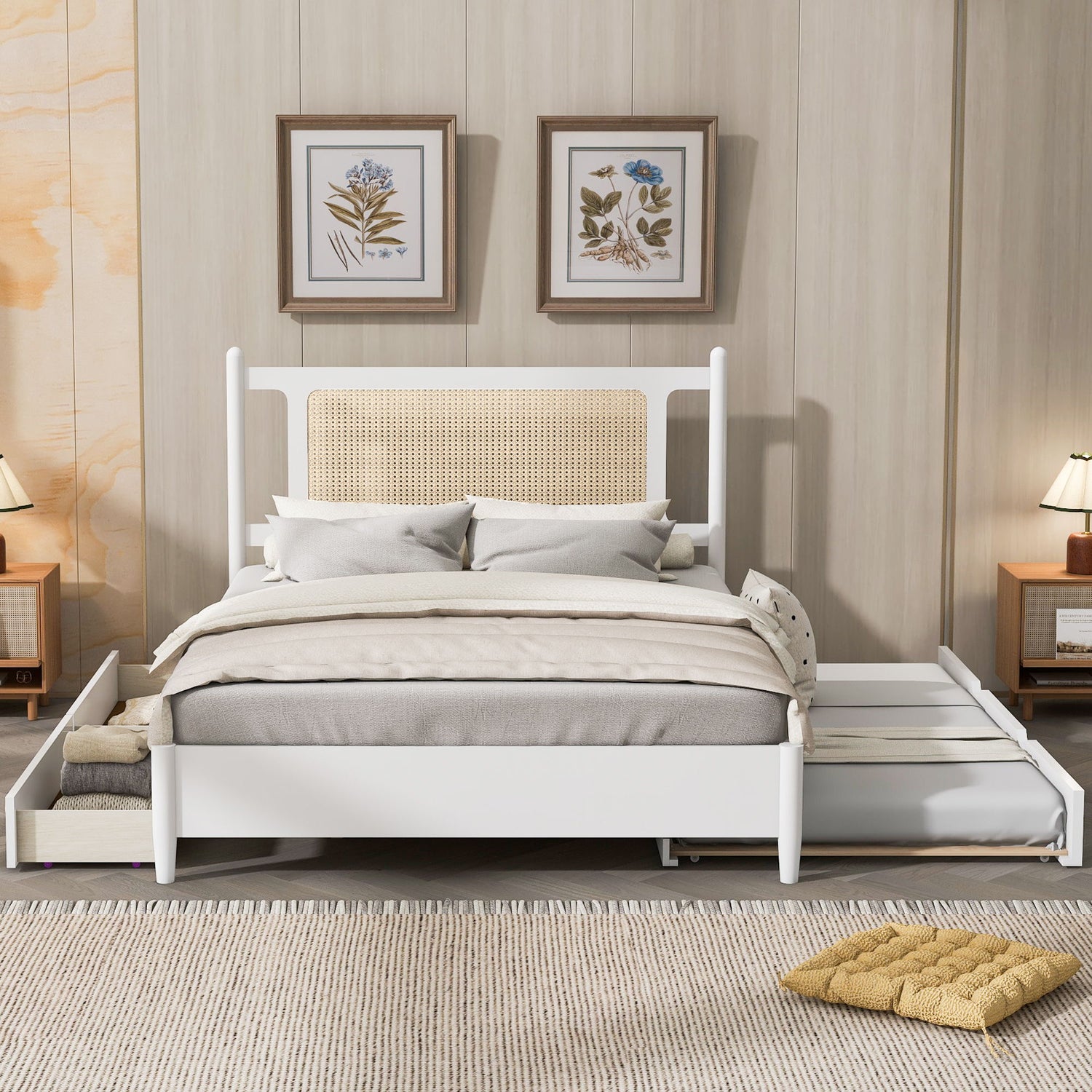 Platform Bed With 2 Big Drawers &amp; Trundle