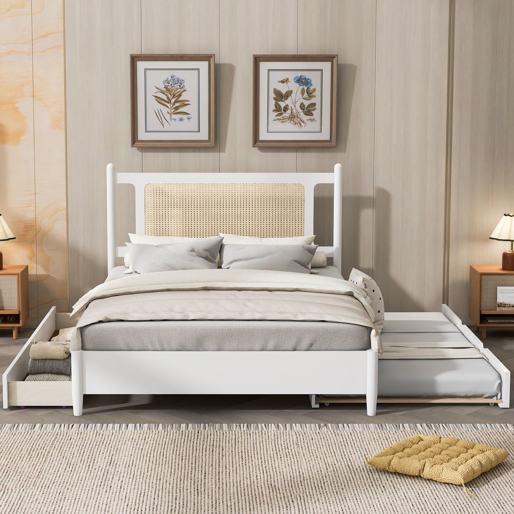 Platform Bed With 2 Big Drawers &amp; Trundle