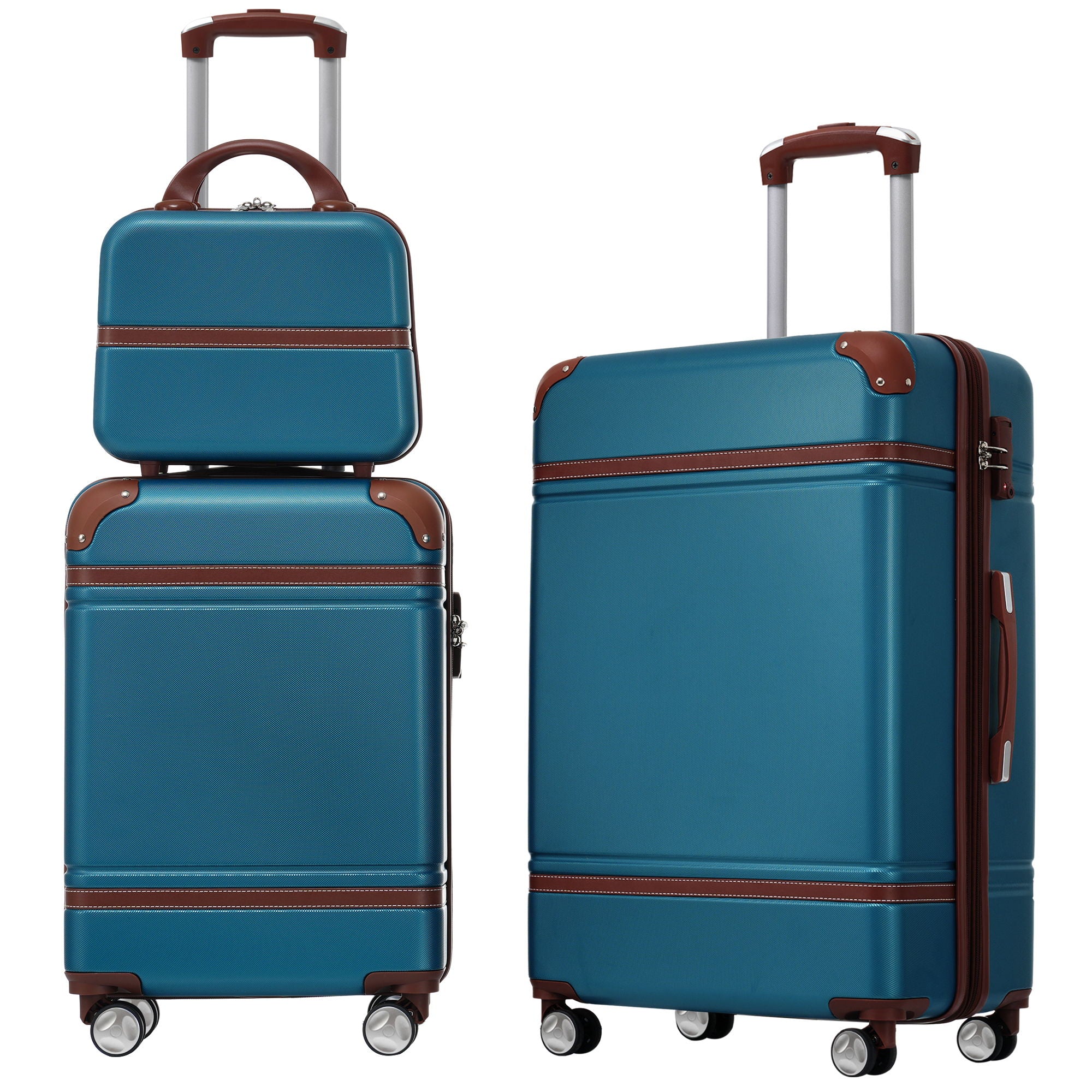 Hardshell Luggage Sets 3 Pieces 20&quot; / 24&quot; Luggages And Cosmetic Case Spinner Suitcase With Tsa Lock Lightweight