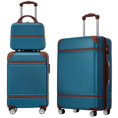 Hardshell Luggage Sets 3 Pieces 20&quot; / 24&quot; Luggages And Cosmetic Case Spinner Suitcase With Tsa Lock Lightweight