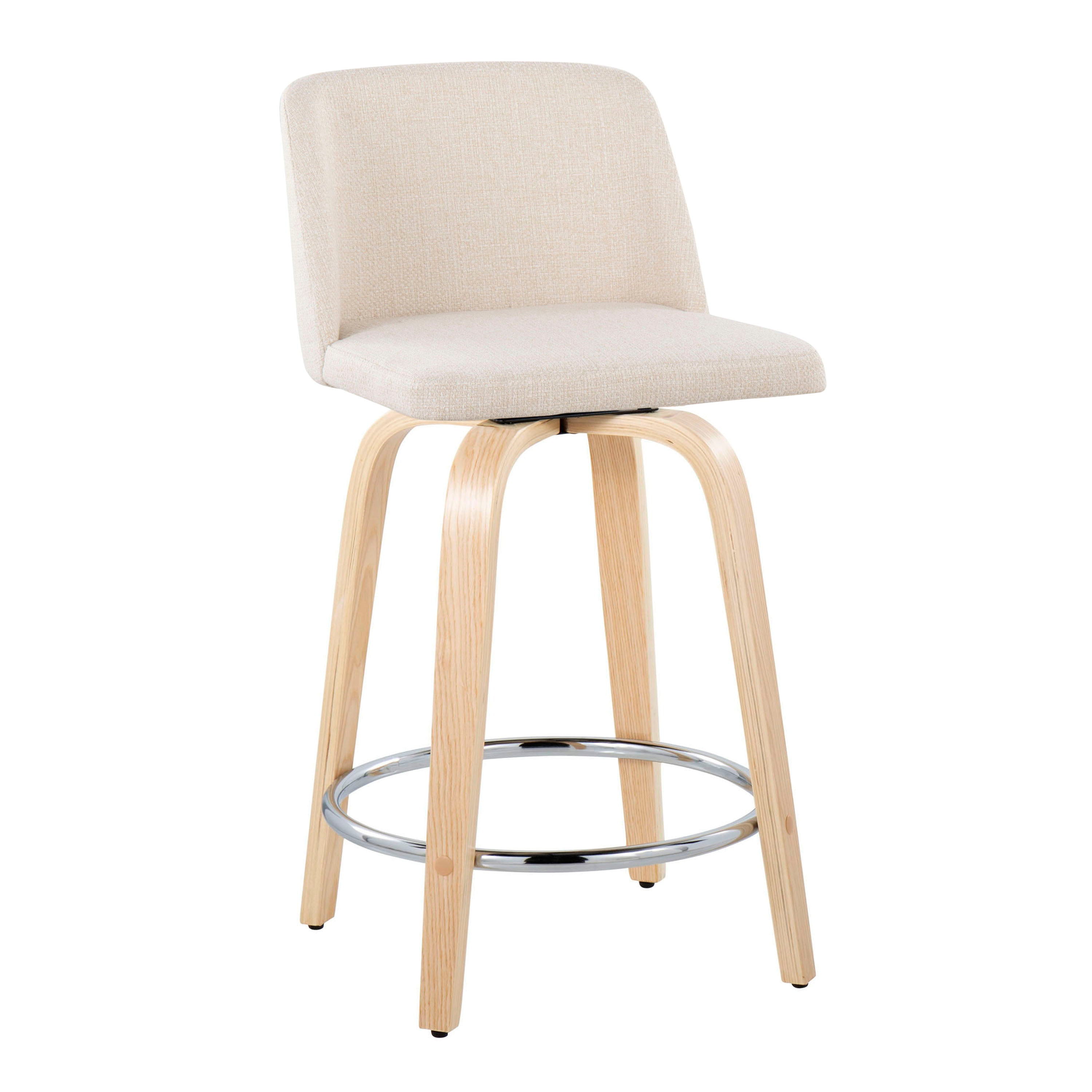 Toriano - Contemporary Fixed Height Counter Stool &amp; Swivel And Round Footrest (Set of 2)