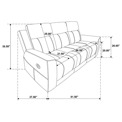 Slater - 3 Piece Upholstered Reclining Sofa Set And Built In Storage - Taupe