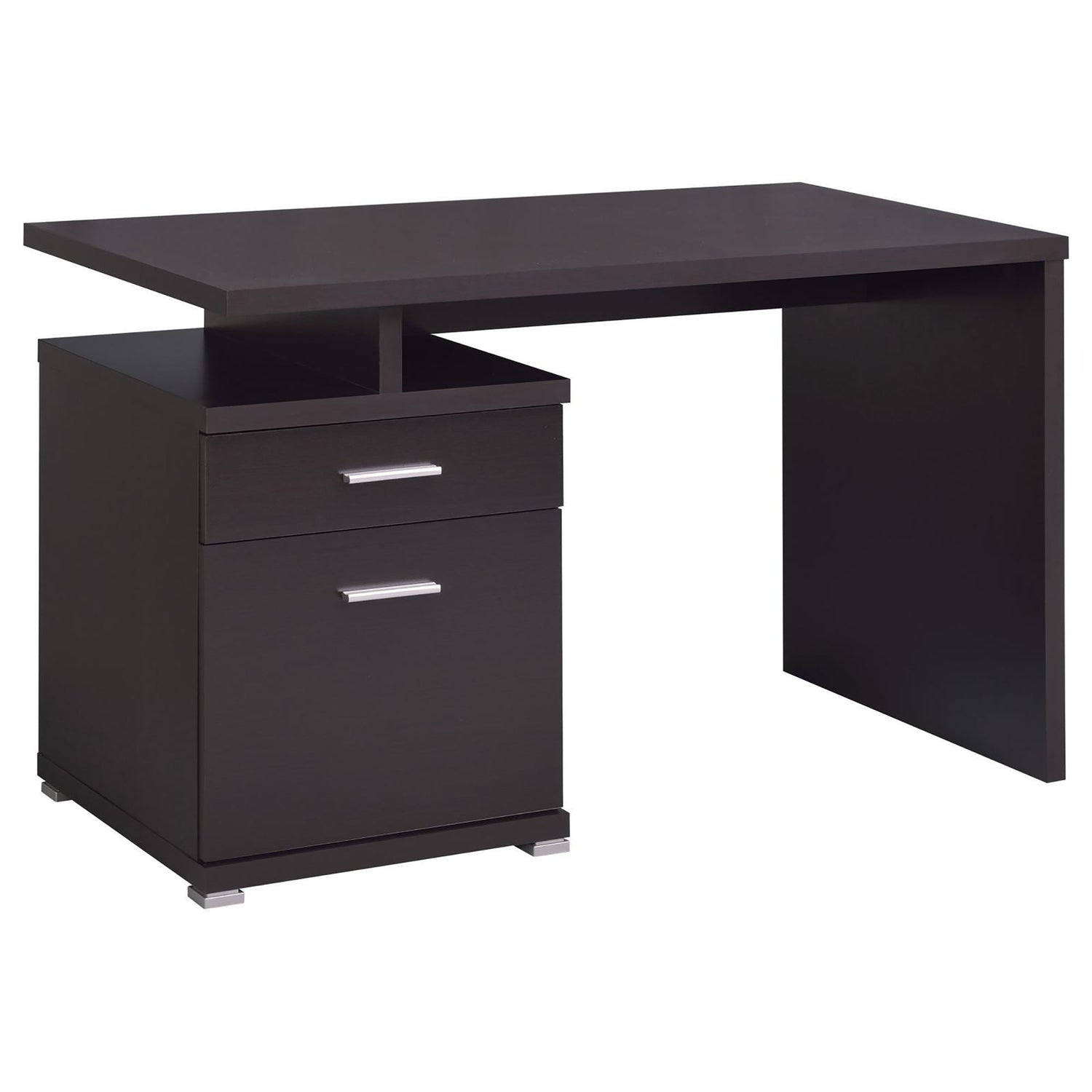 2 Drawer Reversible Office Desk With Modular Design - Brown