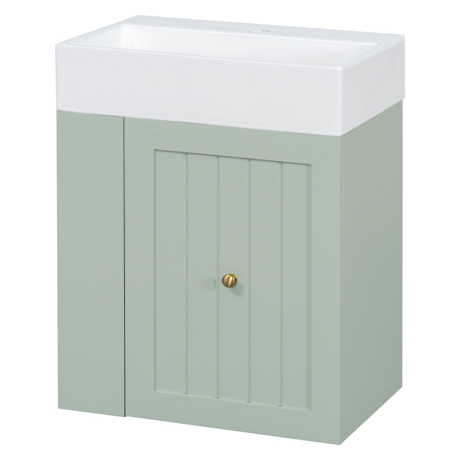 Modern Bathroom Vanity With Sink, Storage Cabinet, Drawer &amp; Side Shelf
