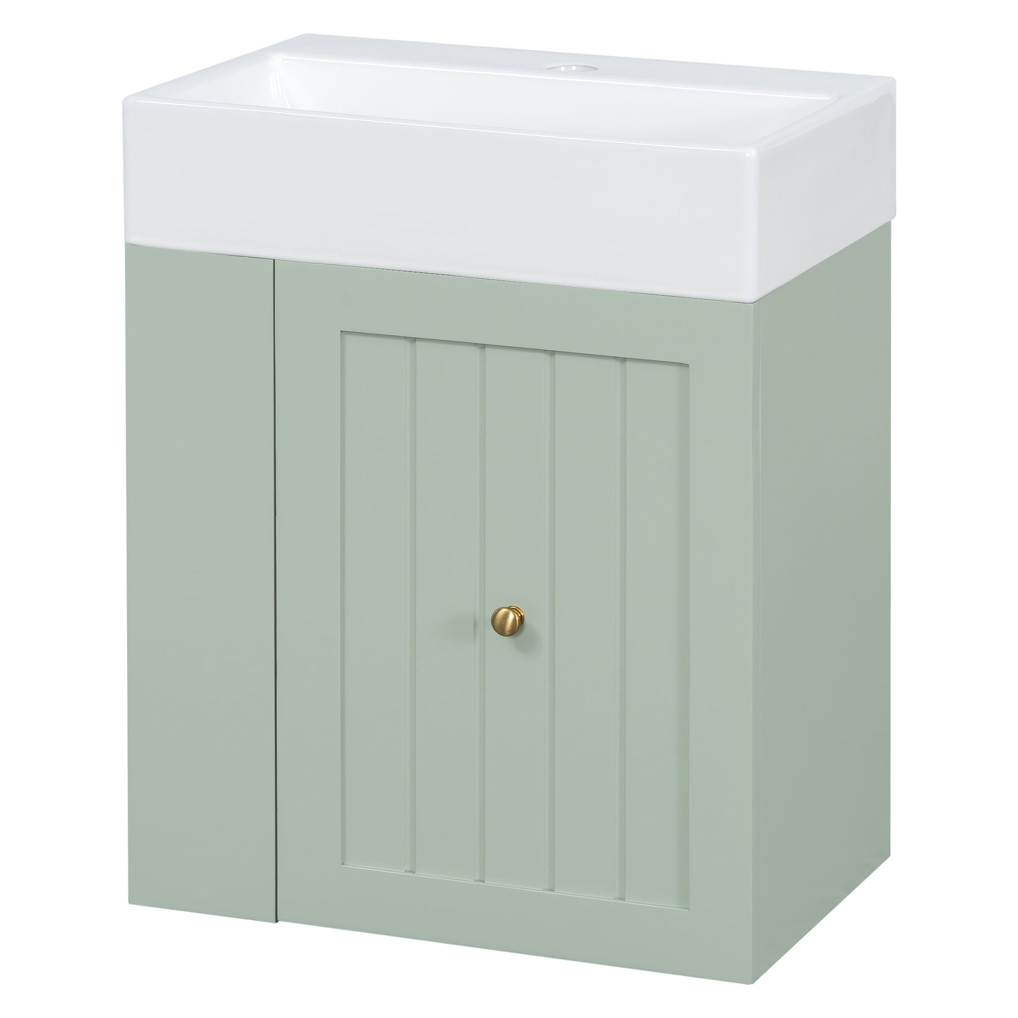Modern Bathroom Vanity With Sink, Storage Cabinet, Drawer &amp; Side Shelf