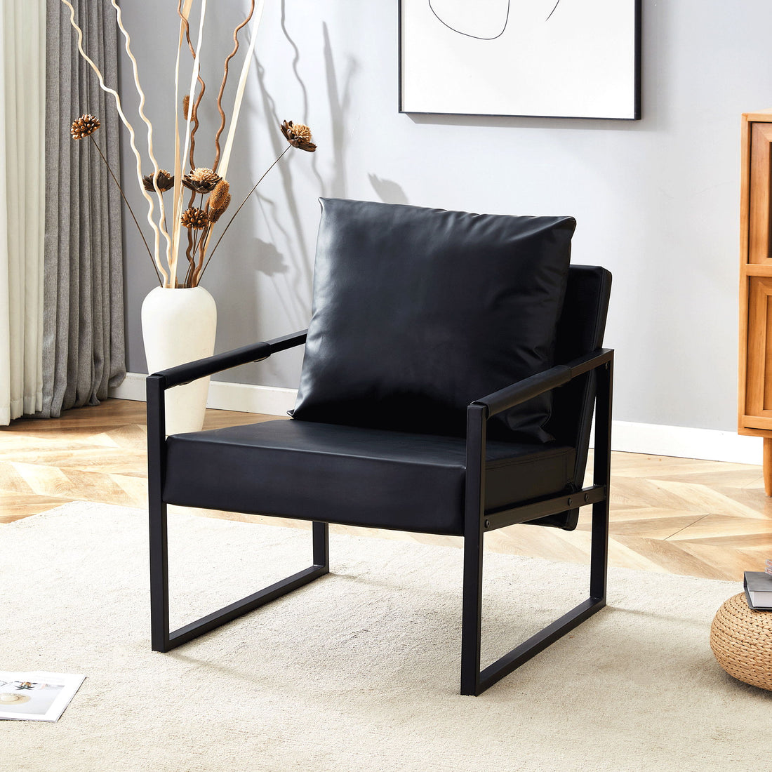 Classic Metal Frame Sofa Ergonomically Designed, A Perfect Blend Of Modern And Industrial Styles - Black