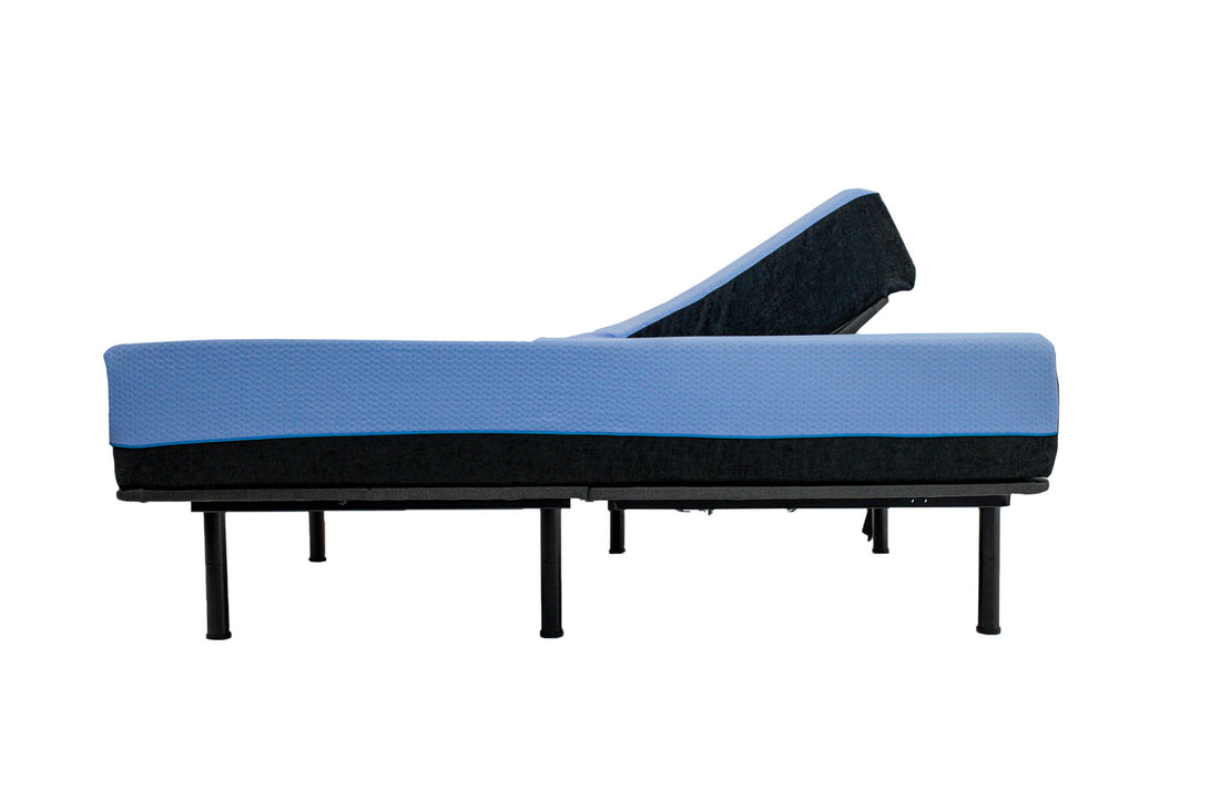 Refresh - 12&quot; King Size Flex Head Latex Foam Hybrid Mattress And Adjustable Base Bundle - Blue