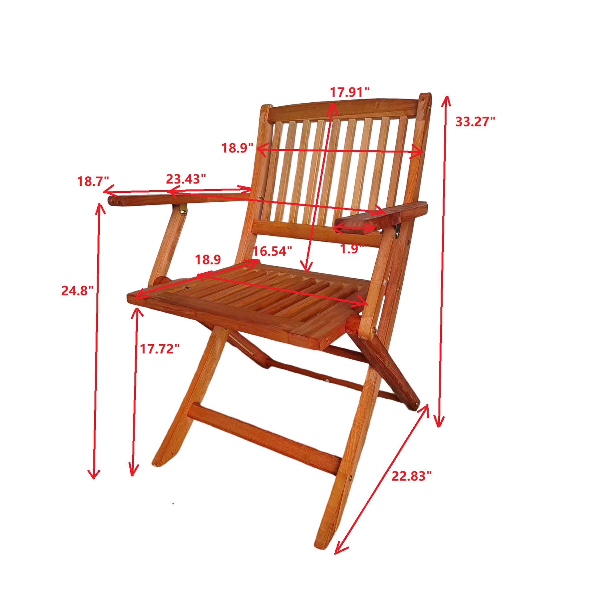 5 Piece Patio Dining Set, 4 Folding Chairs &amp; 1 Dining Table, Indoor And Outdoor Universal - Teak