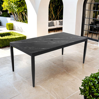 Outdoor Modern Patio Dining Table, Post Tapered Legs, Weatherproof &amp; Rust Free